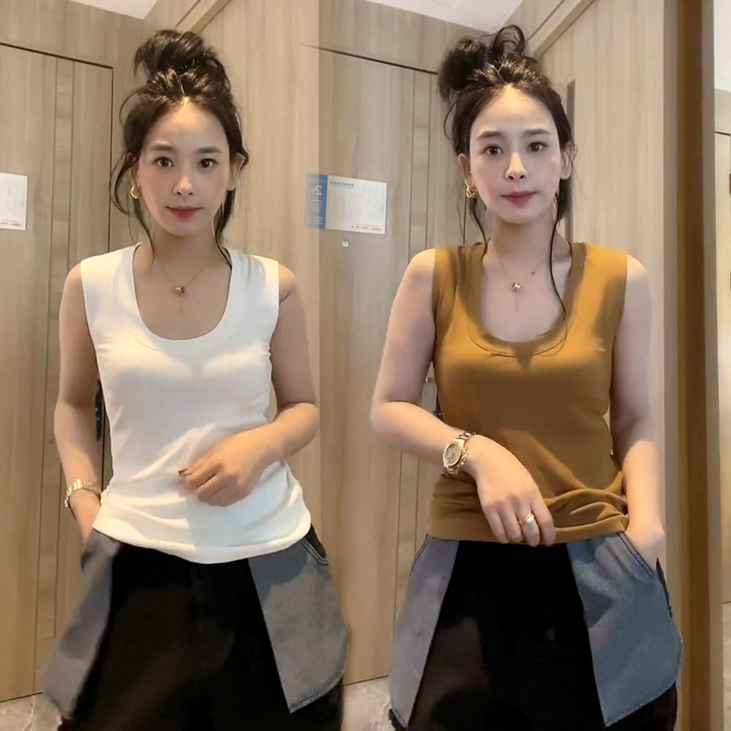 欧洲站无袖修身打底衫吊带背心