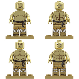 少林十八铜人电镀喷漆金色MOC拼装积木人仔玩具DX101-104