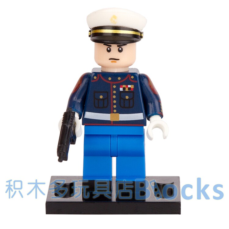 pogo品高军事军人战争pg1035海军陆战队积木人仔拼装玩具兼容乐高