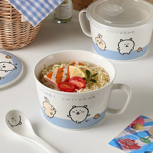 chiikawa乌大师泡面碗高颜值陶瓷带盖螺蛳粉碗大容量食堂宿舍饭碗