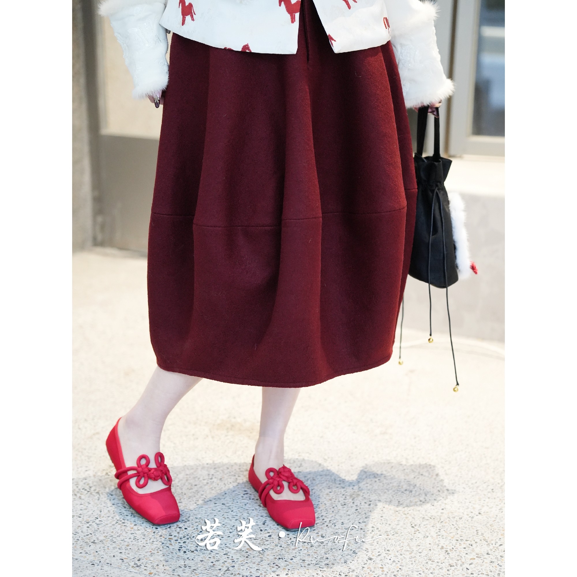 若芙｜【鸿禧】冬季羊驼毛高克重毛呢蓬花苞廓形加厚半身裙女,女装/女士精品,汉服半身裙,淘宝优惠券,粉丝福利购,淘宝优惠卷
