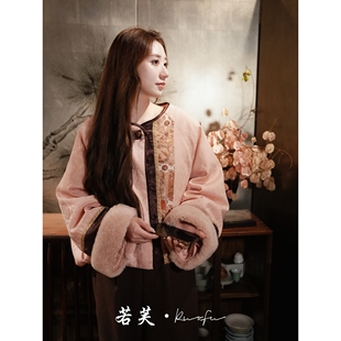 口羽绒衣皮草短外套 秋冬国风羽绒2025水貂袖 若芙 胭脂雪