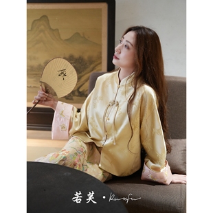 醋酸提花刺绣轻薄国风绝美中式 秋季 外套 玫瑰香槟 若芙｜现货