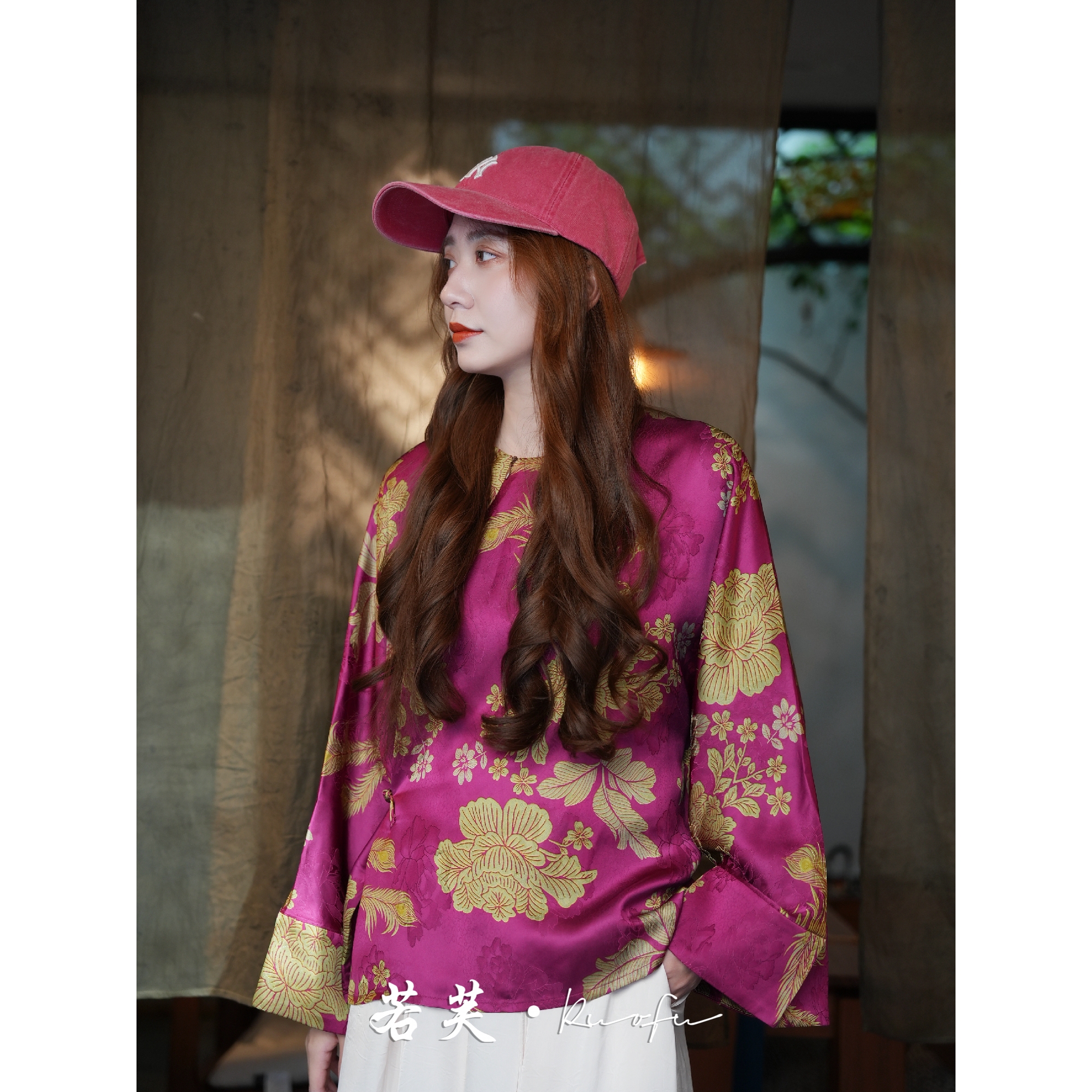 若芙｜【富贵生花】新中式秋季高级感绝美提花人丝上衣