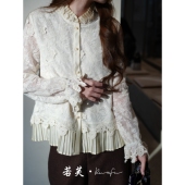 衬衫 若芙｜ 水溶羊毛蕾丝拼接花瓣立领长袖 秋冬新款 美神降临