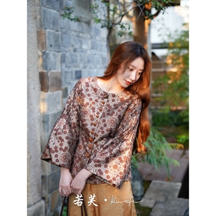若芙｜【糖炒栗子】新中式国风圆领盘扣禅意显瘦人丝上衣