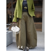 卡其金丝气球宽松立体显瘦休闲裤 春夏新款 森屿 若芙｜