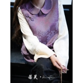 人丝府绸棉宝相纹刺绣改良国风马甲 秋季 若芙｜ 紫葡萄