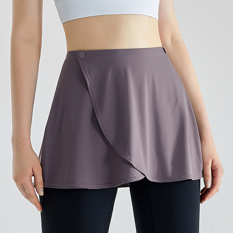 一片式瑜伽裤遮挡裙运动跑步健身遮屁帘防尴尬固定纽扣瑜伽遮臀裙