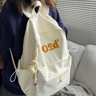 韩系简约大容量大学生书包女初中生轻便休闲简约百搭旅游双肩背包