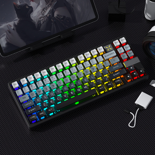 密探极昼桃粉雾蓝正刻PBT四面透光键帽高颜值个性适配机械键盘