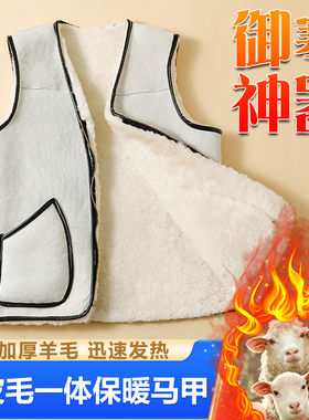 整皮羊皮毛一体马甲男女羊羔毛坎肩真羊毛内胆背心羊剪绒加厚马夹
