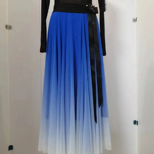 87cm 裙长85 十片黑飘带渐变半身裙 裙摆720 浩婷雪娟