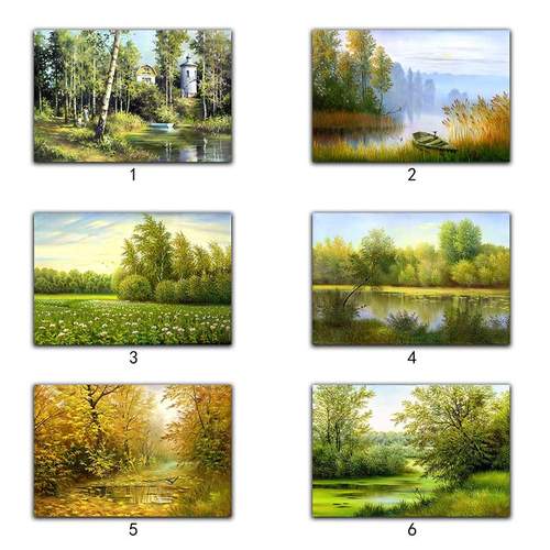 自粘欧式横版风景树林油画可定制