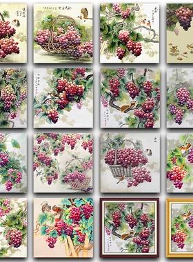 自粘新中式餐厅葡萄画芯硕果累累