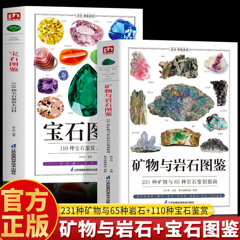 正版2册 矿物与岩石+宝石图鉴 110种宝石鉴赏大百科 矿石收藏爱好者矿石鉴别指南宝石原石图鉴特征收藏知识书籍 矿物岩石完全图鉴图片