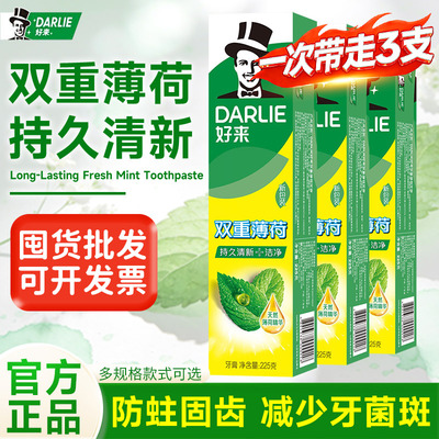 DARLIE好来(原黑人)牙膏双重薄荷225g支清新口气大容量家庭实惠装