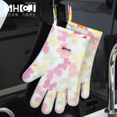 SHCJ生活采家 五指型微波炉烤箱专用 硅胶耐高温防烫双层隔热手套