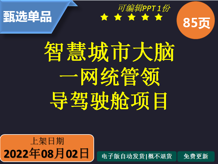 智慧城市大脑一网统管领导驾驶舱项目建设解决方案85页PPT单品