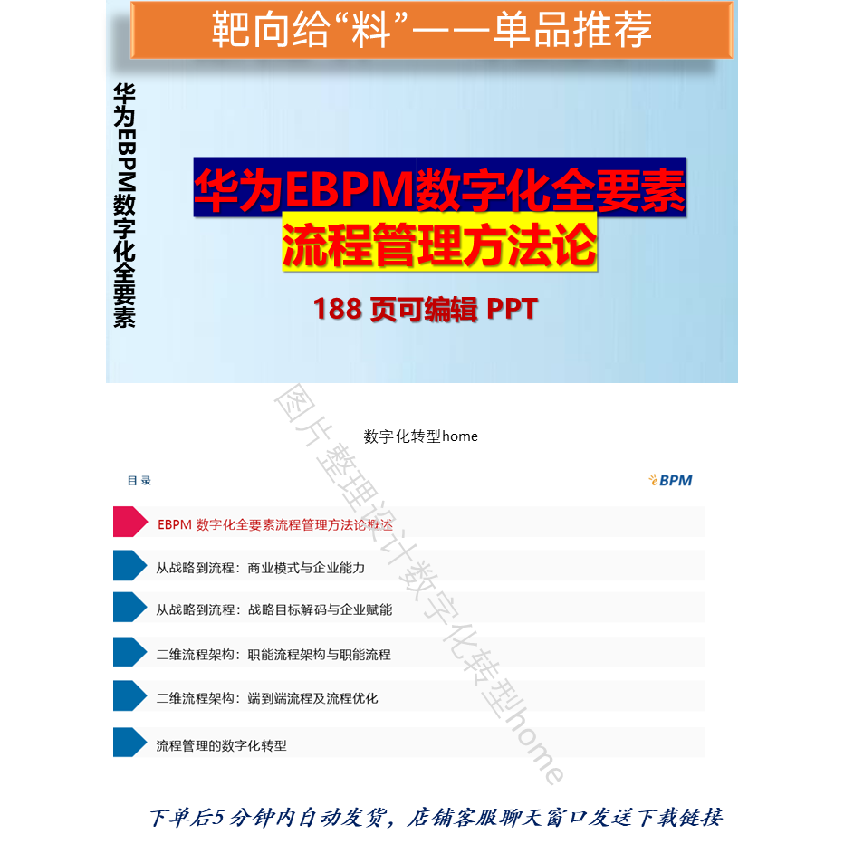 188页可编辑华为EBPM数字化全要素流程管理方法论