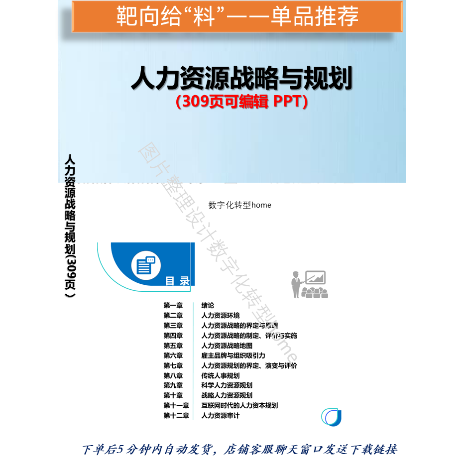 309页可编辑PPT系统自学人力资源战略与规划