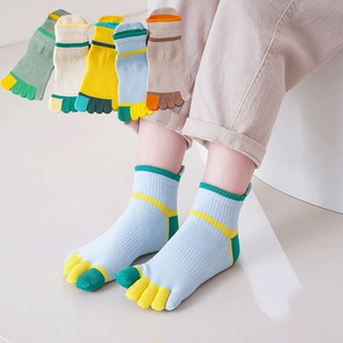 儿童五指袜纯棉无骨无缝运动微压分趾袜春夏学生中大男女童脚趾袜