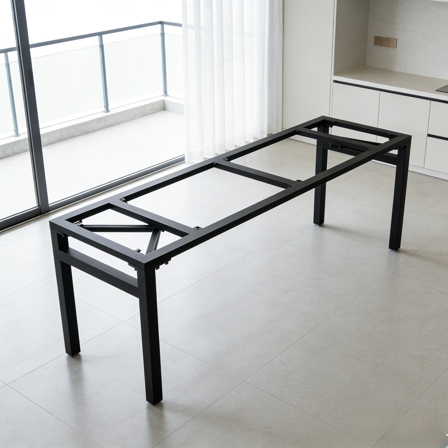 简约方形桌腿支架大理石餐桌脚岩板茶桌底座书桌架子大板办公桌架