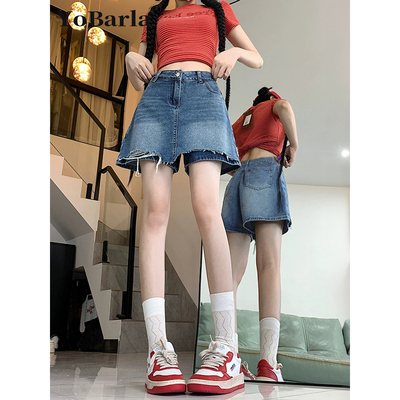 复古高腰牛仔短裙裤女夏新款