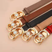 饰百搭细腰带高级感牛仔裤 新款 女士皮带真皮镶钻装 带简约裙子学生