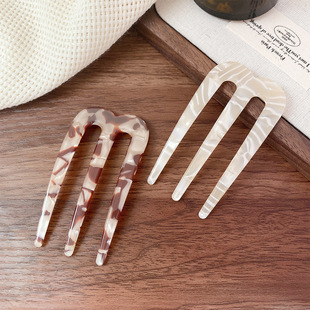 新中式三齿发梳m型发簪低丸子头盘发插梳高级感发钗古风汉服头饰