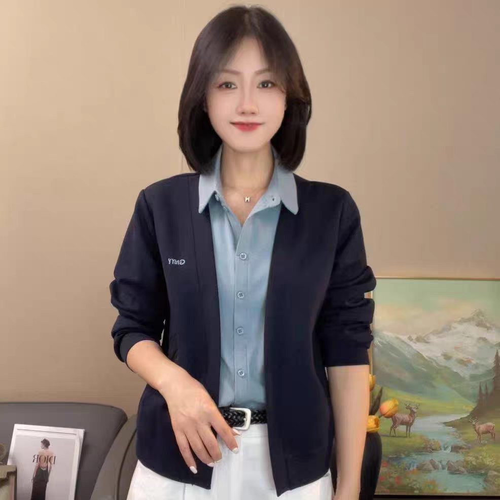 时尚妈妈装翻领假二件长袖T恤春装新款洋气减龄打底衫中老年上衣