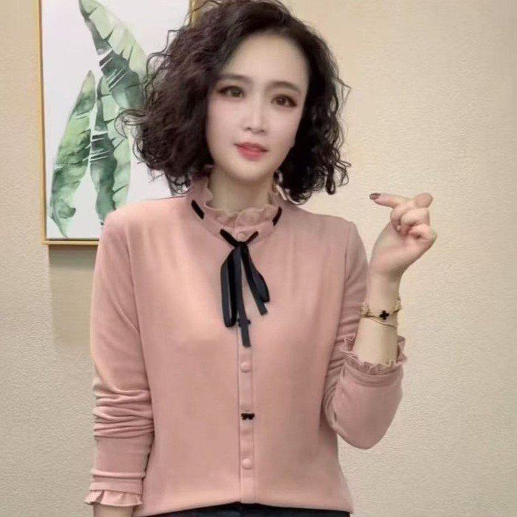 春季新款洋气花边纯色百搭长袖上衣R时尚中老年妈妈装减龄打底衫,女装/女士精品,中老年女装,淘宝优惠券,粉丝福利购,淘宝优惠卷