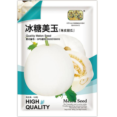 冰糖美玉甜瓜种子 春秋播早熟薄皮白皮白肉香瓜种子香甜水果种子