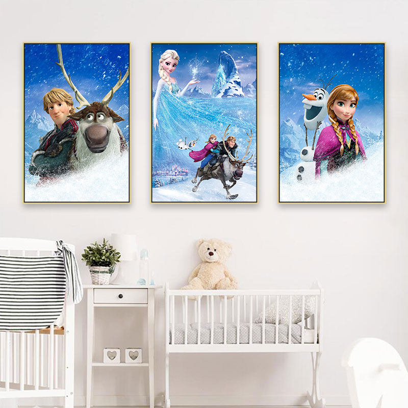 冰雪奇缘装饰画爱莎公主房儿童房现代装饰画