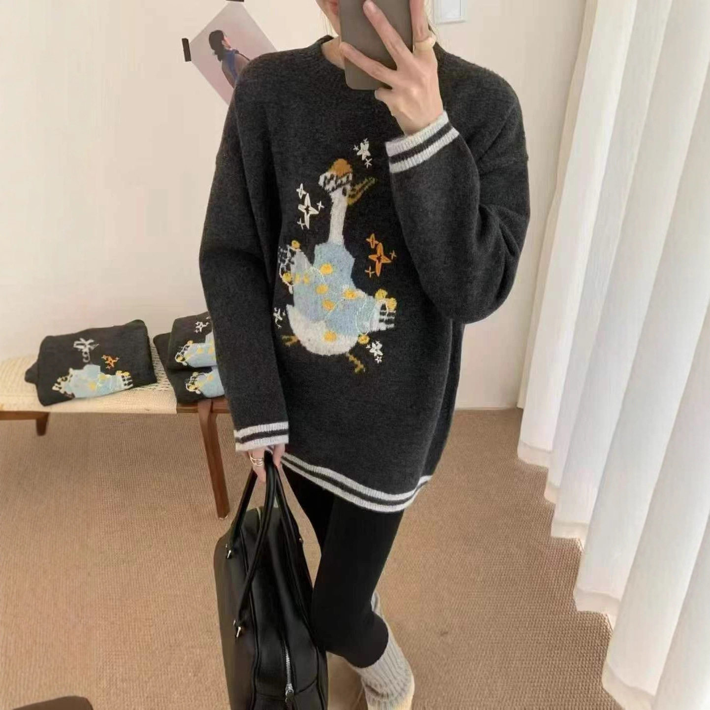 园园美衣花牦牛绒针织毛衣女秋冬厚内搭针织衫新款女装打底上衣女