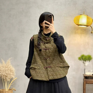 园园美衣马甲新款加棉加厚保暖新款盘扣开衫坎肩宽松马夹韩版外穿