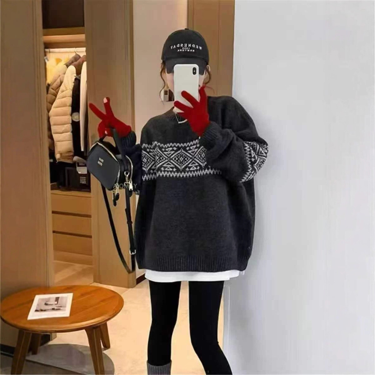 园园美衣秋冬女毛衣厚新款套头针织上衣货源直销地摊出口批货