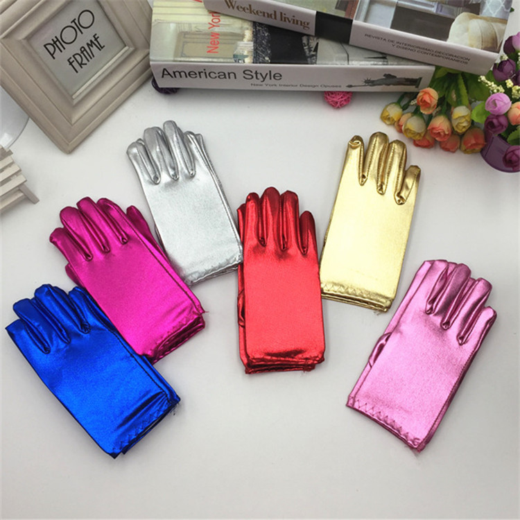 小学生儿童团体跳舞手套礼仪晚会漆皮舞台集体舞蹈演出金色亮皮pu