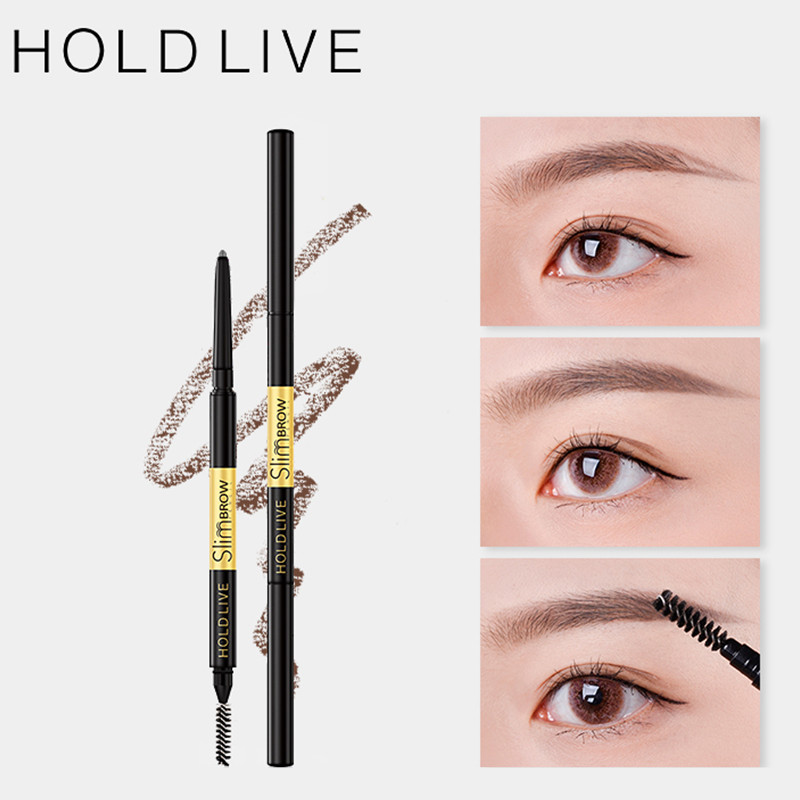 HOLDLIVE眉笔根根分明野生眉极细眼线化妆师专业防水持久不脱色棕