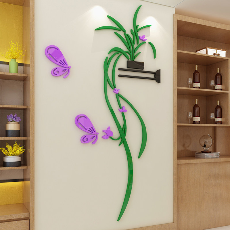 吊兰玄关走廊墙壁装饰现代简约客厅电视背景墙贴纸自粘3d立体墙贴,家居饰品,软装墙贴,淘宝优惠券,粉丝福利购,淘宝优惠卷