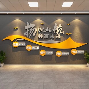 公司楼梯间形象墙面装饰办公室氛围布置高级感企业文化励志贴纸画