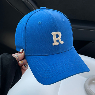 高品质字母R硬顶棒球帽女韩版 ins风休闲百搭弯檐显脸小鸭舌帽潮男