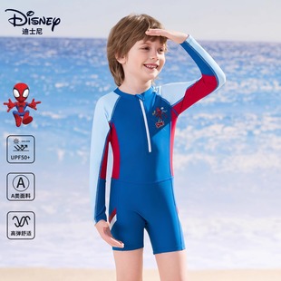 迪士尼2025新款 防晒中大童游泳衣宝宝 儿童连体泳衣男童长袖