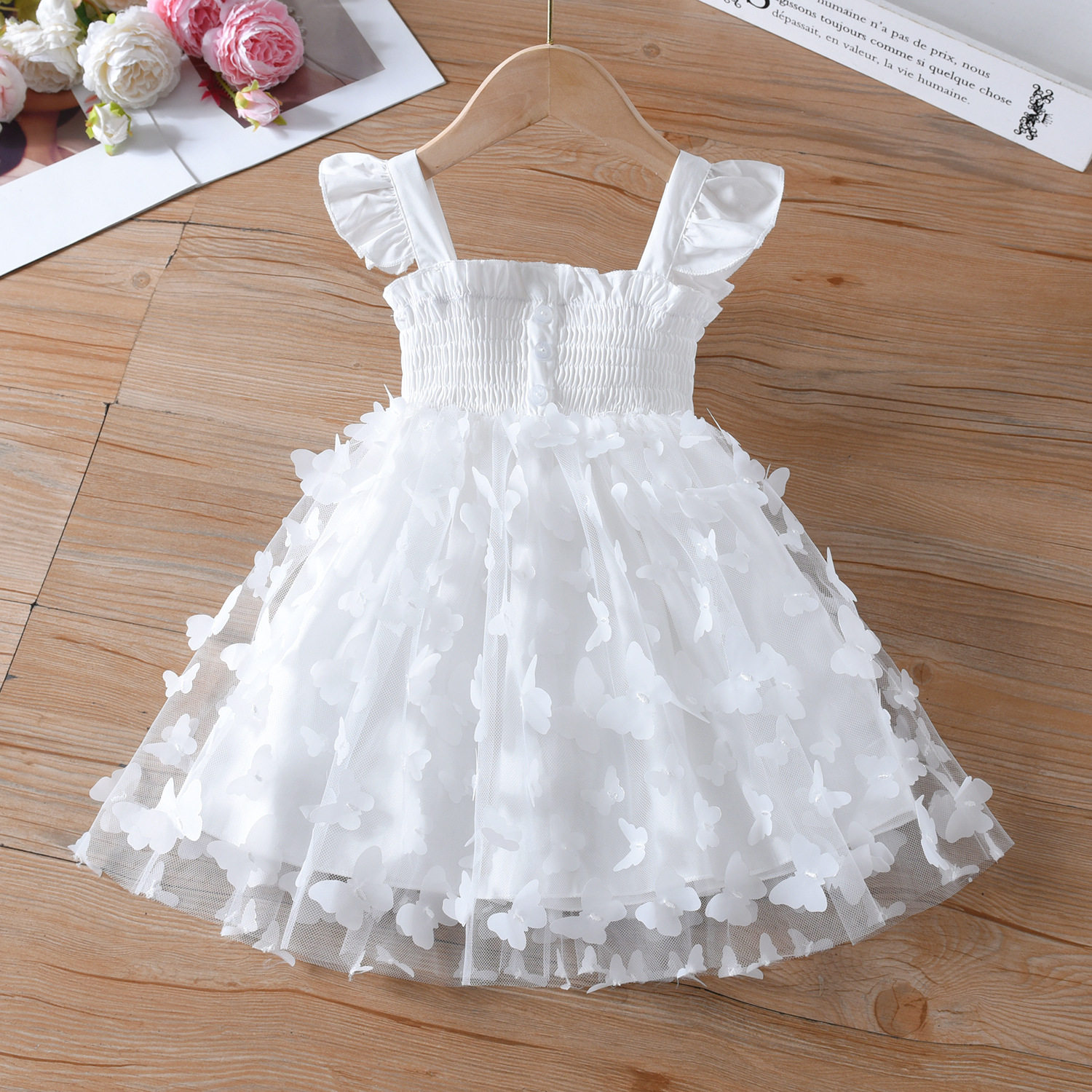 女童洋气连衣裙2024夏季ins风新款立体蝴蝶吊带收腰公主背心纱裙,童装/婴儿装/亲子装,连衣裙,淘宝优惠券,粉丝福利购,淘宝优惠卷