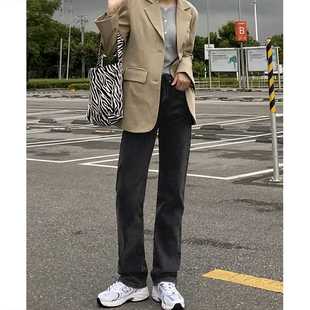 男潮 子女百搭牛仔裤 2025ss国潮高街黑色款 百搭直筒微喇裤