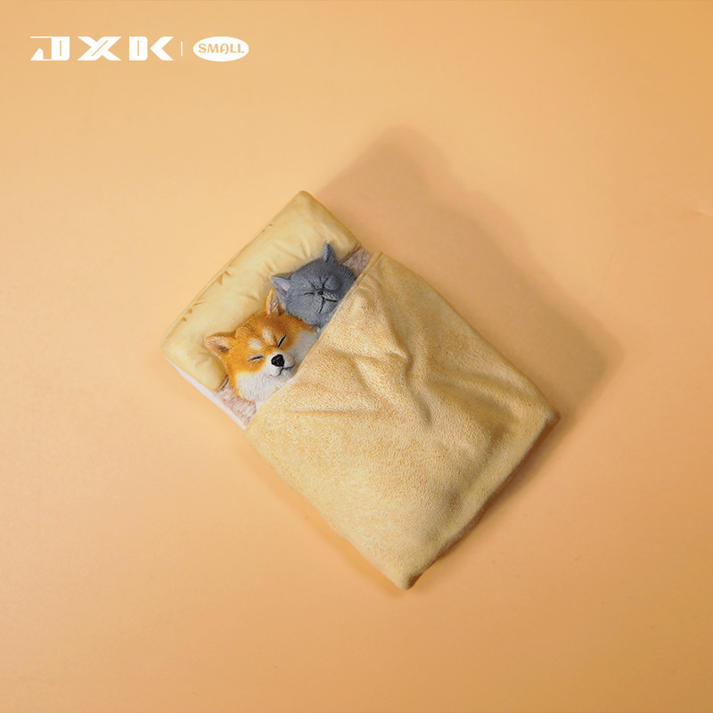 JXK small 5.0单身狗模型 可爱萌系网红柴犬蓝猫咪宠物摆件冰箱贴