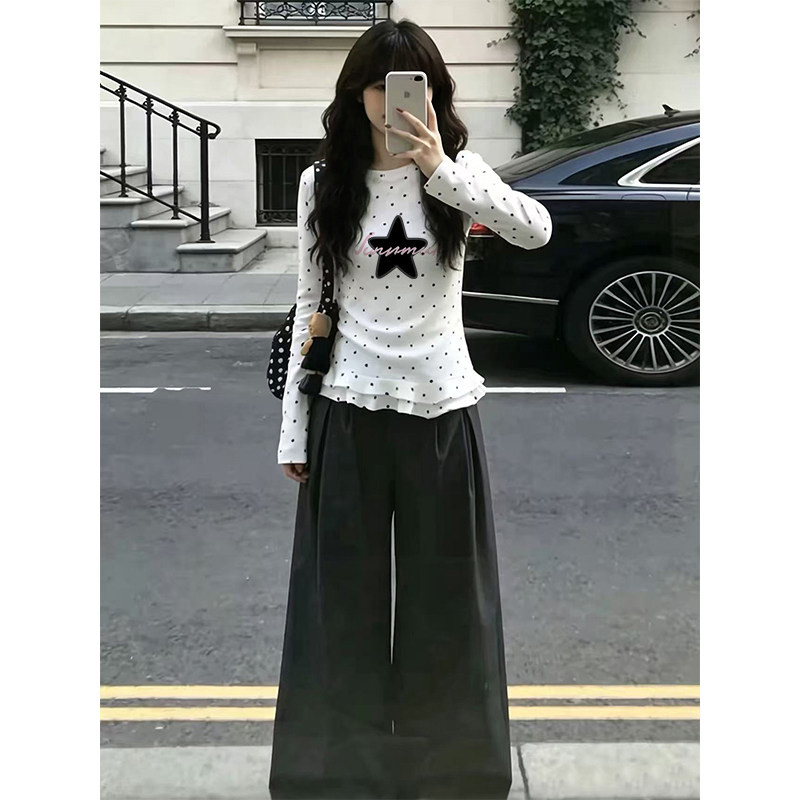韩系chic波点小上衣女