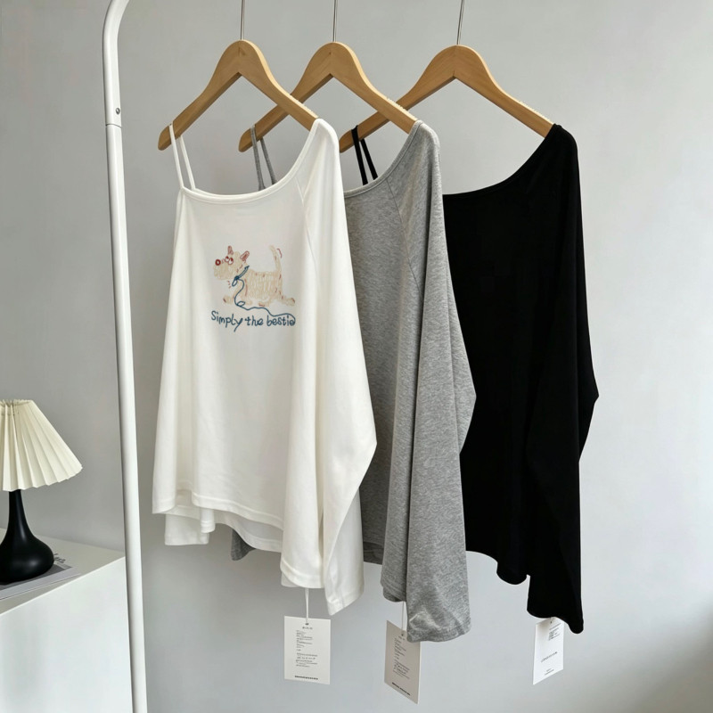 2026早秋新款韩版宽松斜肩长袖