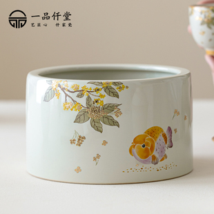 草木灰茶洗大号特大家用笔洗陶瓷茶具配件洗茶碗茶道零配水盂水洗