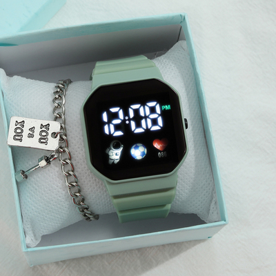 太空人手表男女学生高颜值简约时尚防水夜光女童女孩电子表儿童